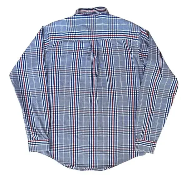 Brooks Brothers Preppy Button Down Shirt Boys Medium Blue Red Plaid Long Sleeve - Picture 5 of 8